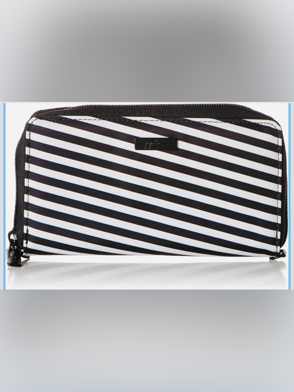 Ju-Ju-Be Black and White Striped Zip Wallet